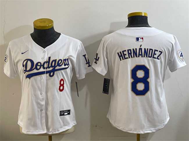 Women's Los Angeles Dodgers #8 Enrique Hernandez White 2024 Jackie Robinson Patch Limited Stitched Baseball Jersey,We sell and wholesale Women's Los Angeles Dodgers #8 Enrique Hernandez White 2024 Jackie Robinson Patch Limited Stitched Baseball Jersey on line form chian!